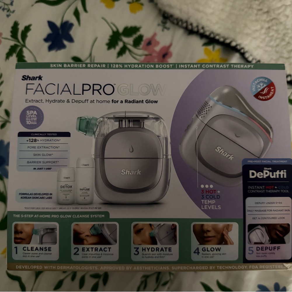 Shark FacialPro Glow Skincare Tool - Silver - Brand New & Never Opened!